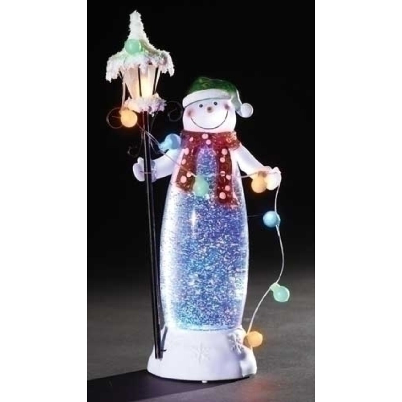Roman 11.5" LED Lighted Snowman with Lamp Post Christmas Tabletop Decor
